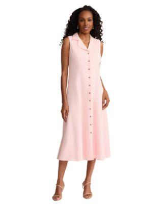 jones new york womens collared linen blend midi shirtdress