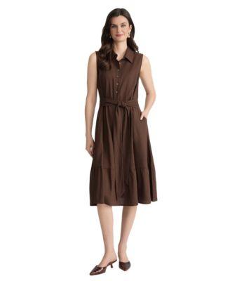 jones new york womens collared neck midi shirt dress
