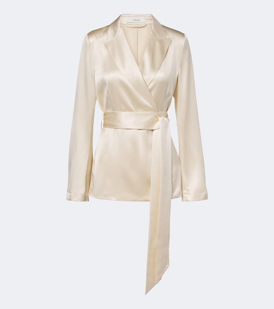 joseph archer belted silk satin jacket