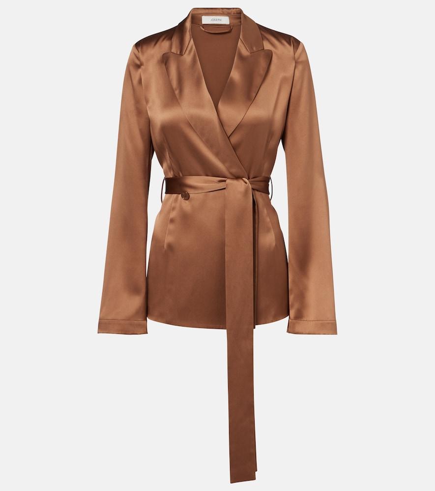 joseph archer double-breasted silk satin blazer