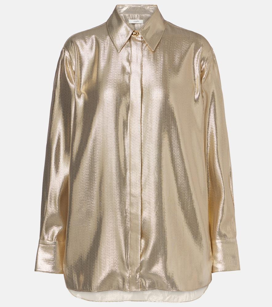 joseph capri silk-blend lamé blouse