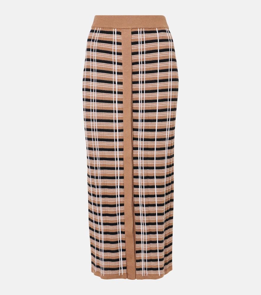 joseph checked wool and silk maxi skirt