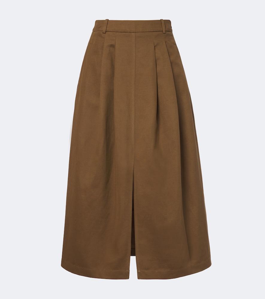 joseph kharis cotton and linen twill midi skirt
