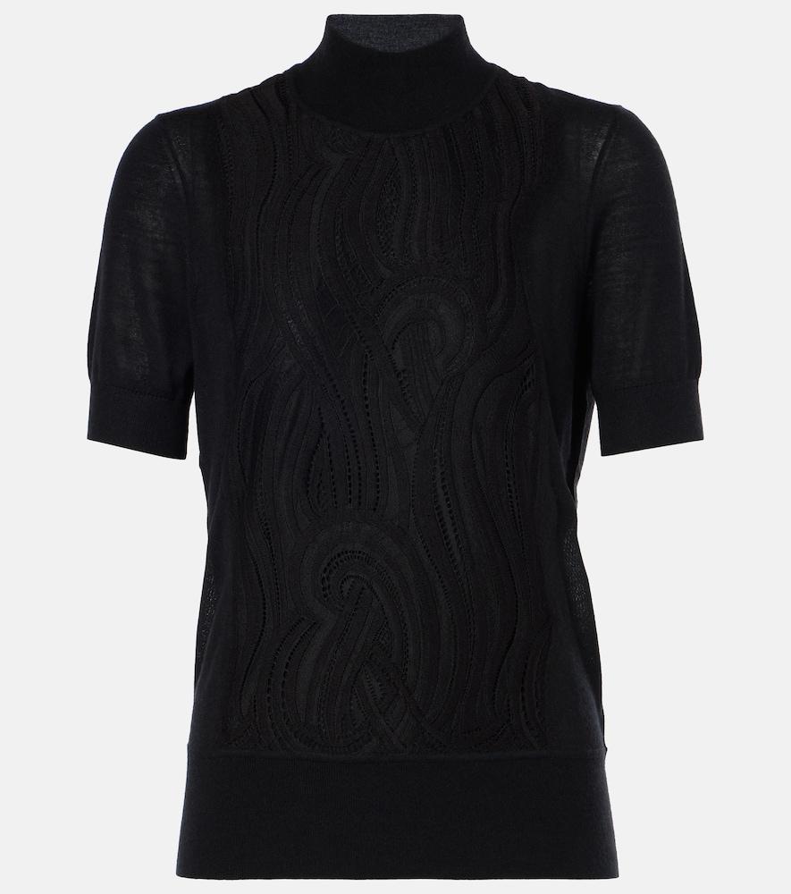 joseph knitted wool and silk lace top