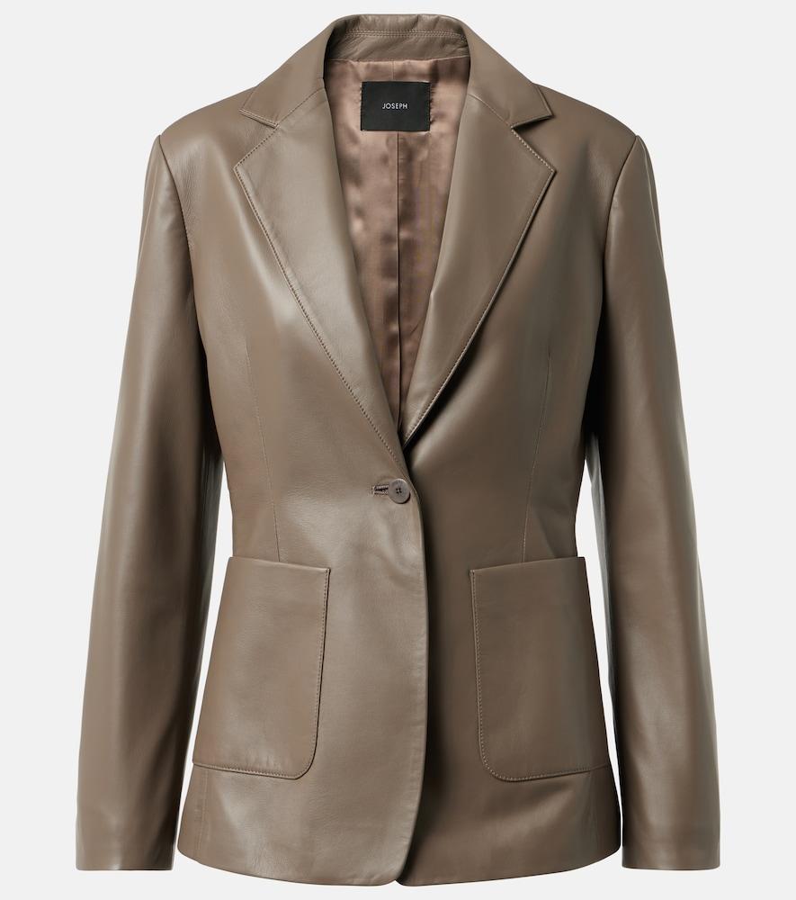 joseph leather single-breasted blazer