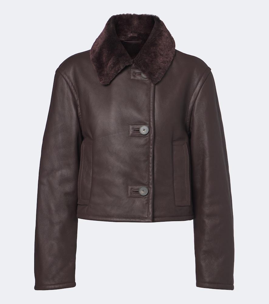 joseph liri shearling-trimmed leather jacket