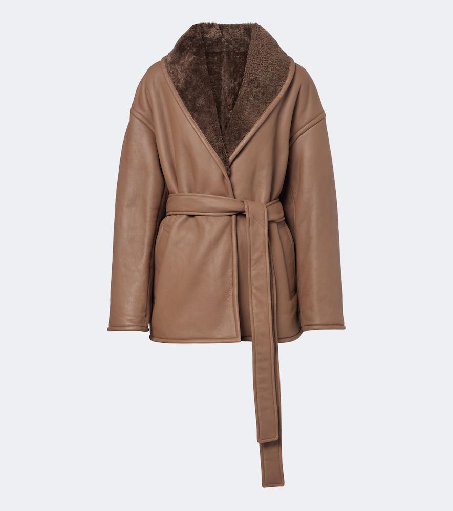joseph manu shearling-lined leather coat