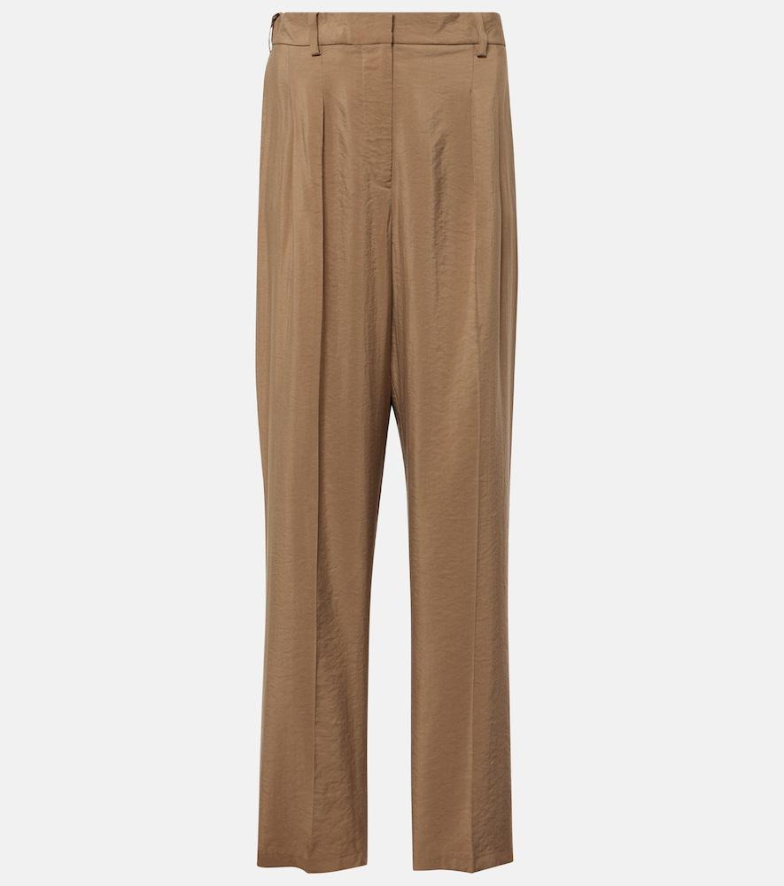joseph pleated silk-blend twill straight pants