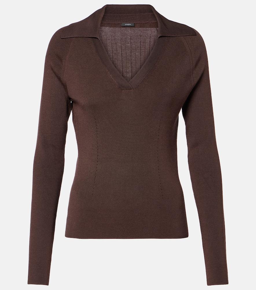 joseph ribbed-knit polo sweater