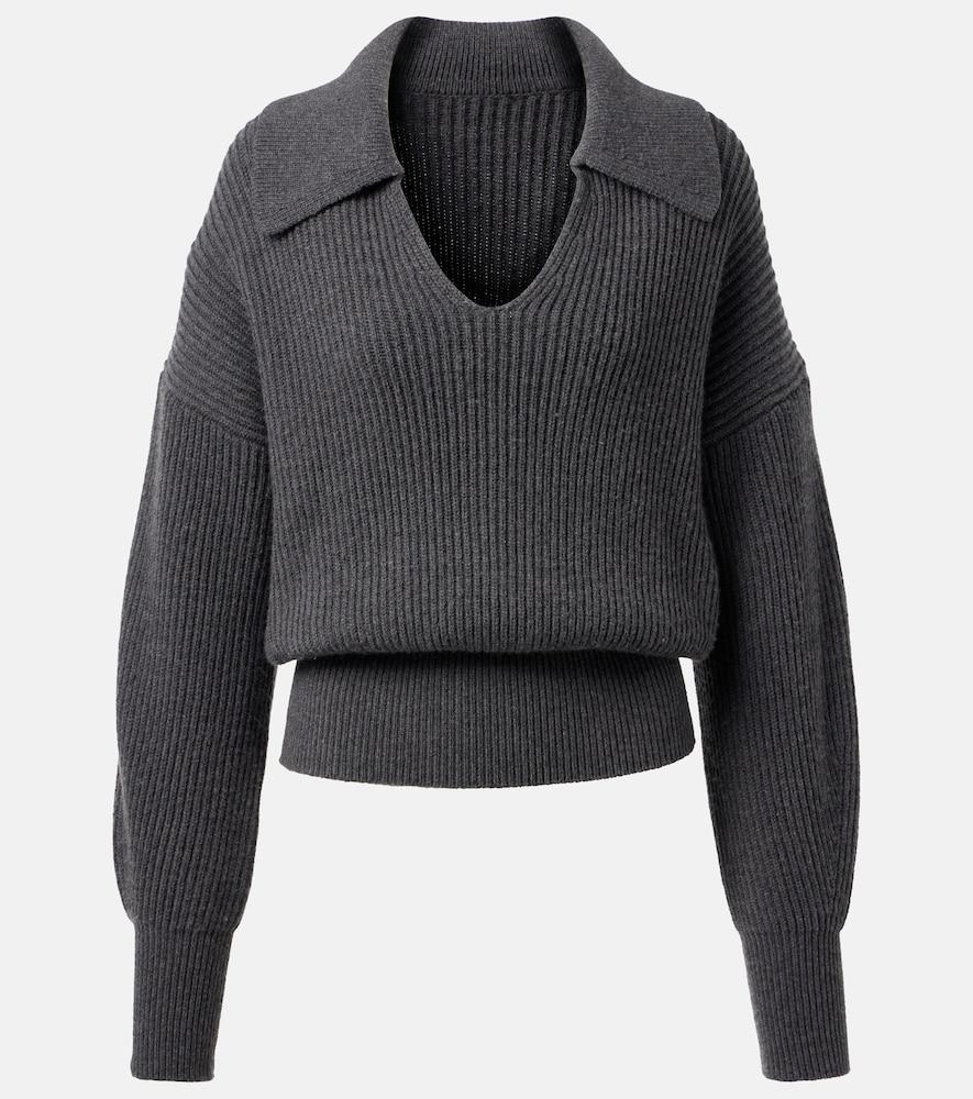 joseph ribbed-knit wool-blend polo sweater