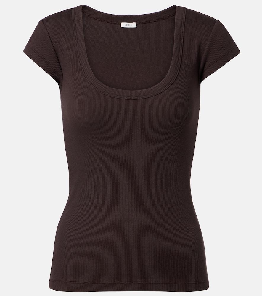 joseph saba ribbed-knit cotton-blend t-shirt