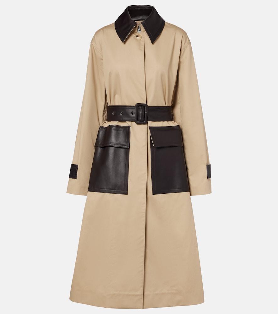 joseph zaman leather-trimmed cotton trench coat