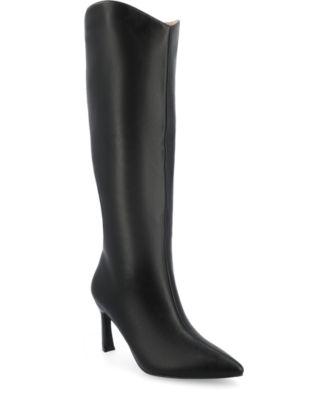 journee collection womens rehela pointed toe stiletto regular wide calf knee high dress boots