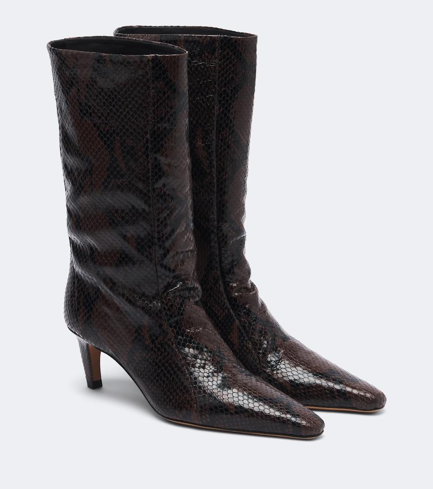jude cave snake-effect leather mid-calf boots