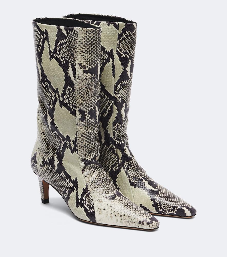 jude cave snake-effect leather mid-calf boots