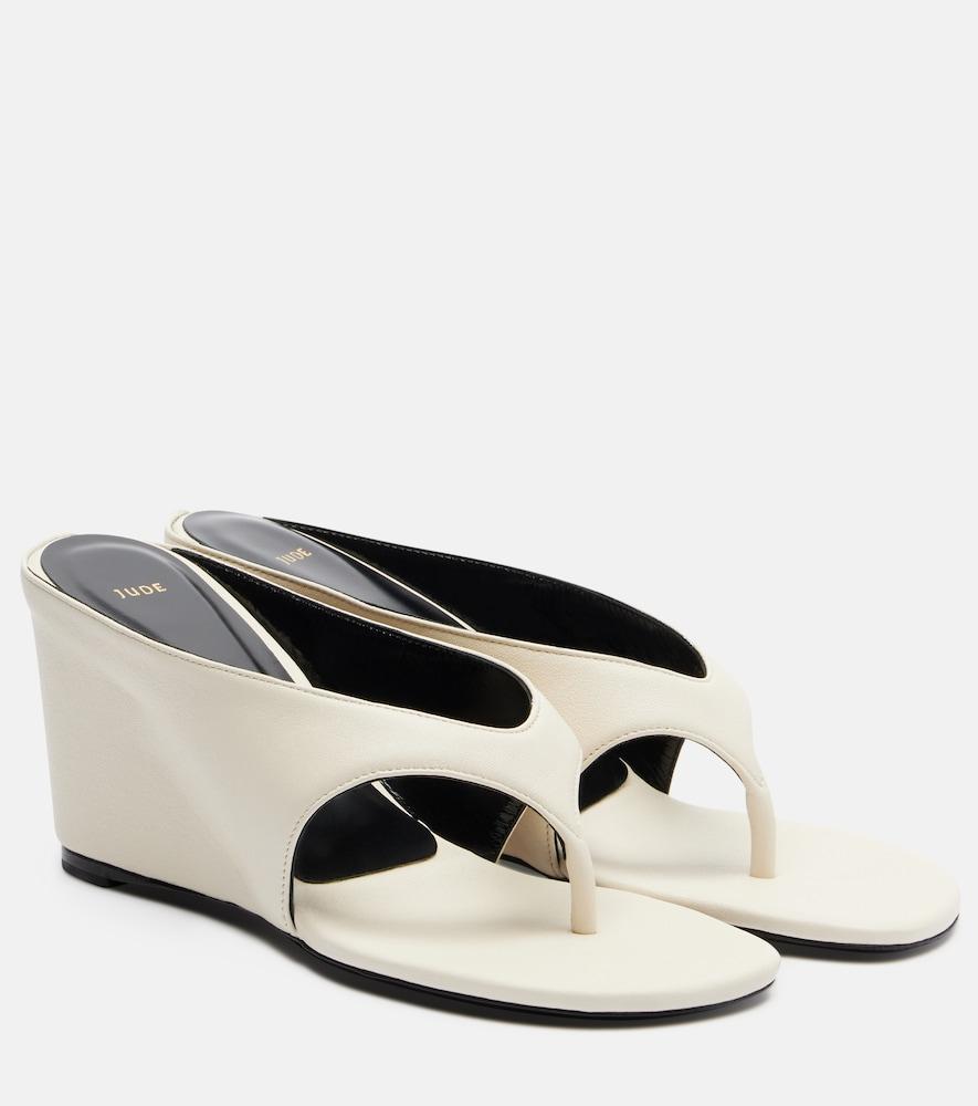 jude yaga leather wedge thong sandals