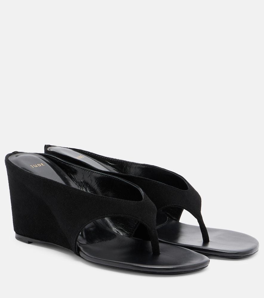 jude yaga leather wedge thong sandals