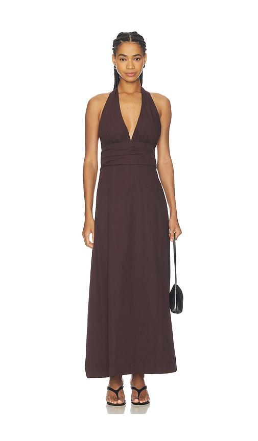 juillet dolly halter maxi dress in brown. - size l (also in xs, s, m)