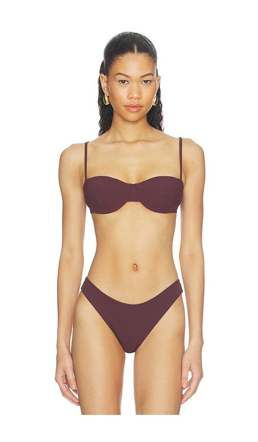 juillet ingrid bikini top in brown. - size l (also in m, s, xs)