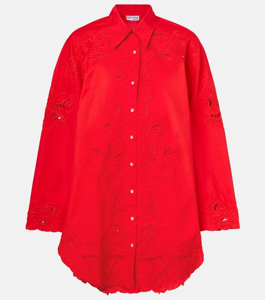juliet dunn broderie anglaise cotton poplin shirt