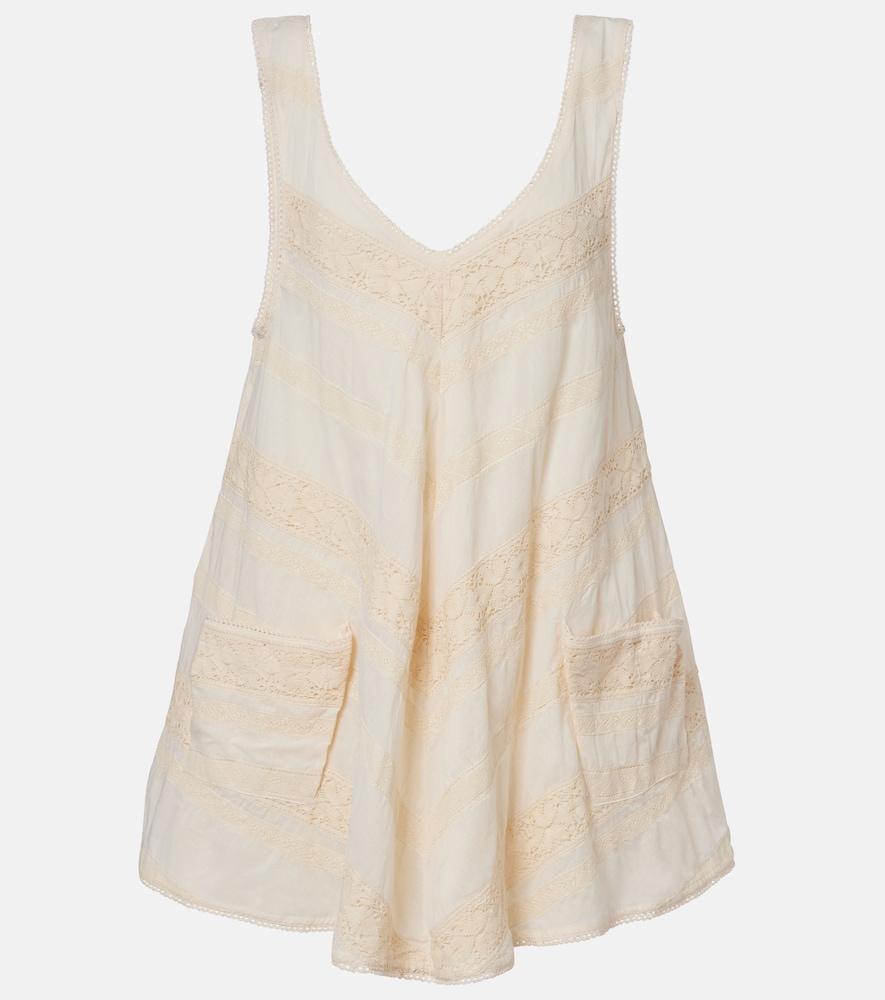 juliet dunn crochet-trimmed cotton minidress