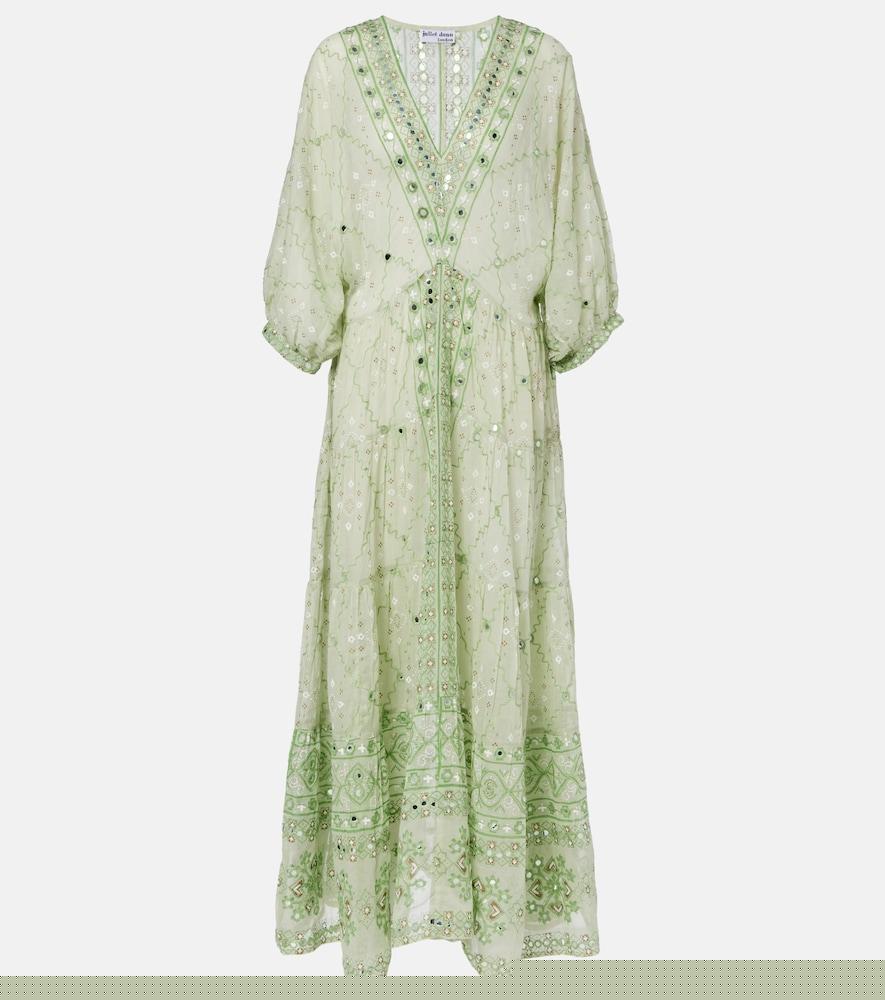 juliet dunn embellished cotton maxi dress