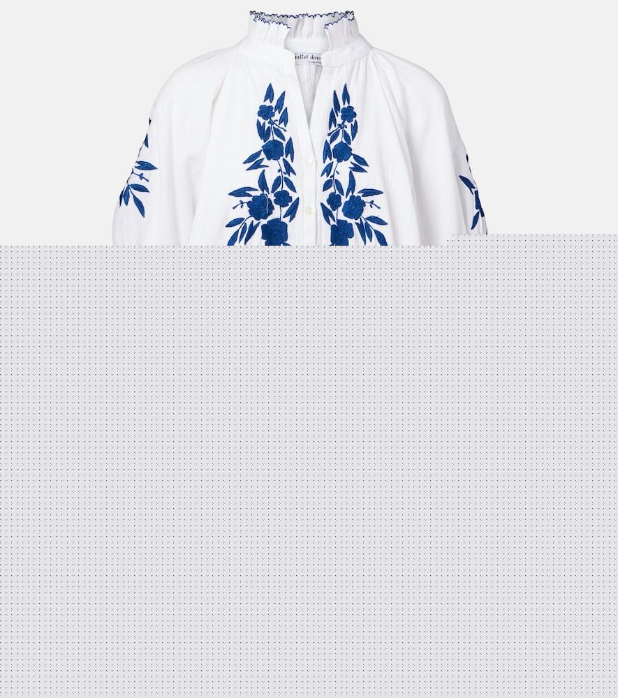 juliet dunn embroidered cotton and linen minidress