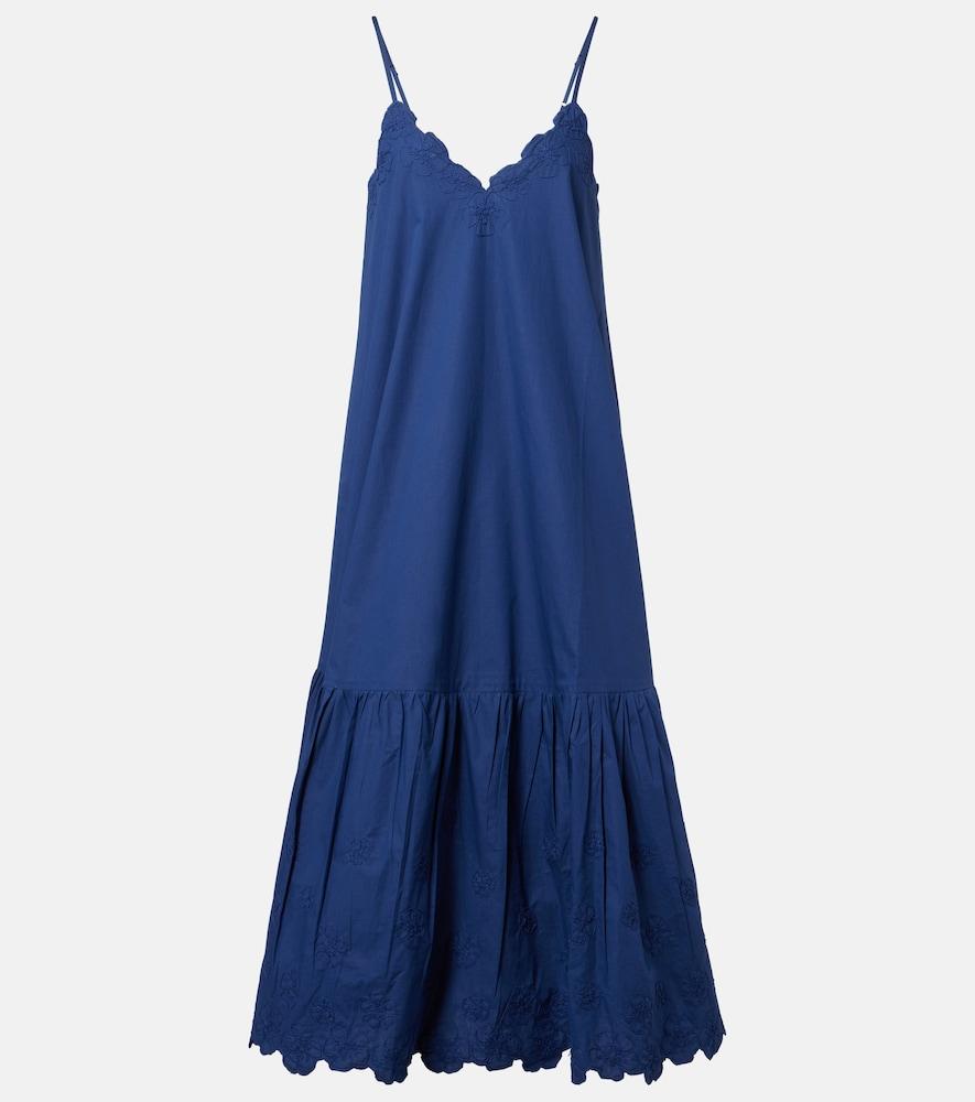 juliet dunn embroidered cotton midi dress