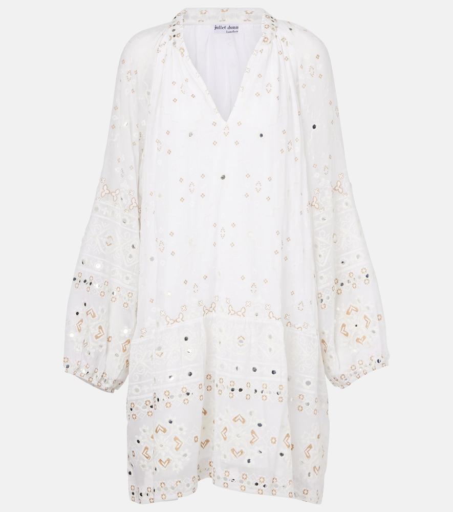 juliet dunn embroidered cotton minidress