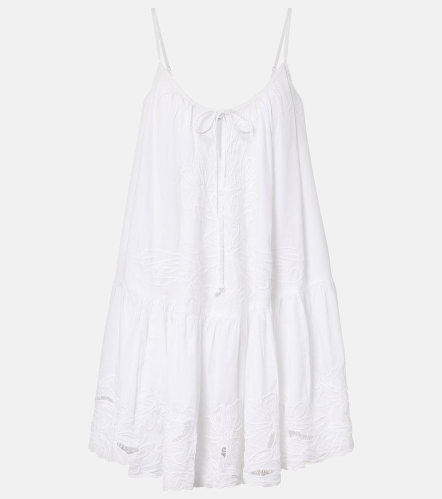 juliet dunn embroidered cotton poplin minidress