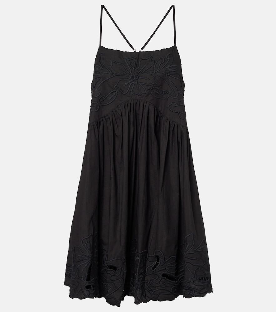 juliet dunn embroidered cotton poplin minidress