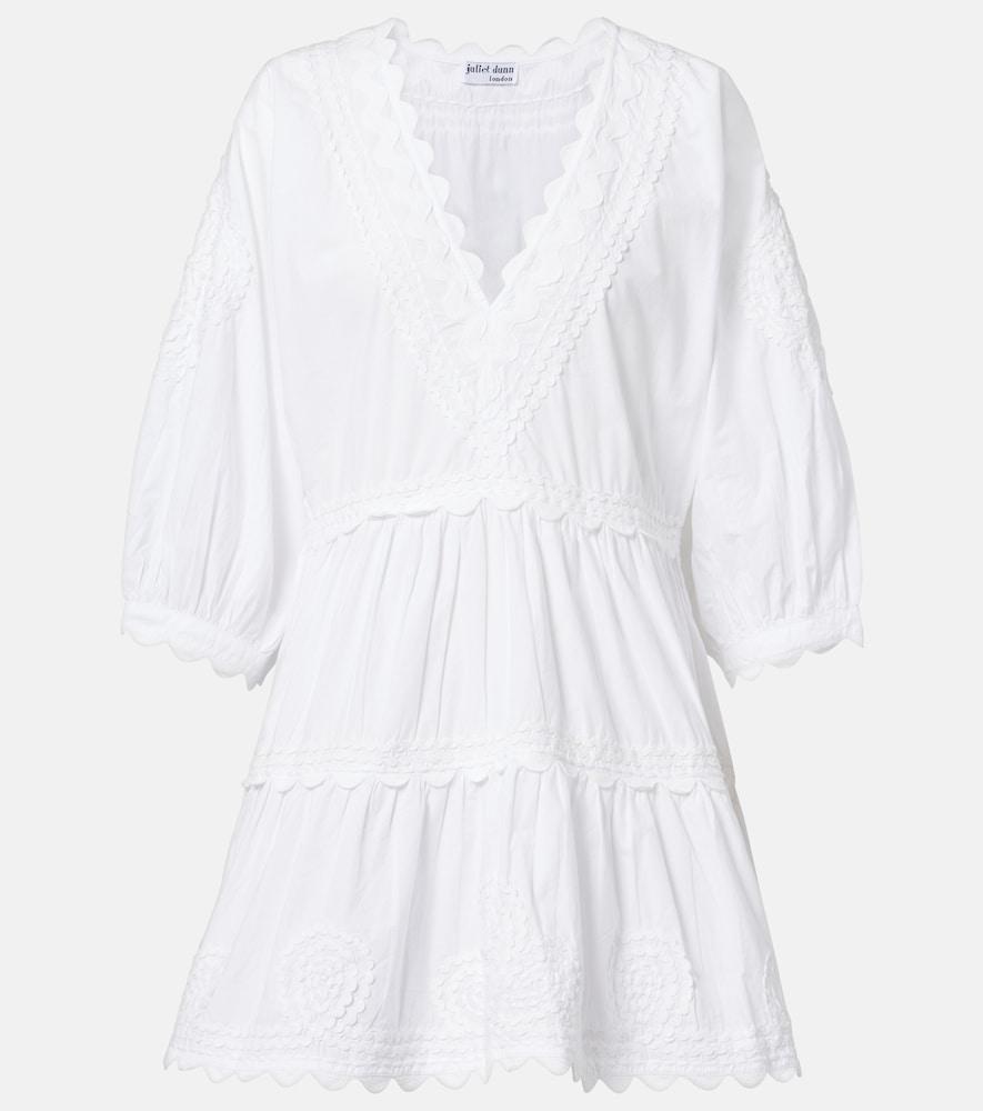 juliet dunn embroidered cotton poplin minidress
