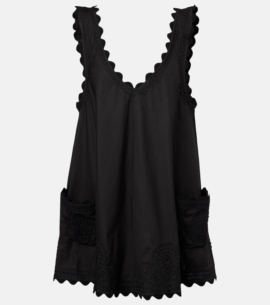 juliet dunn embroidered cotton poplin minidress