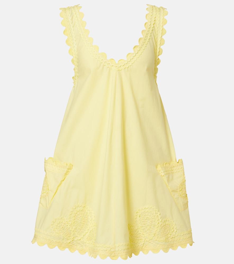 juliet dunn embroidered cotton poplin minidress