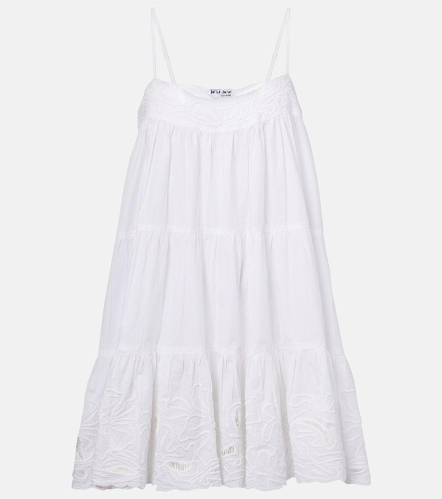 juliet dunn embroidered cotton poplin slip dress