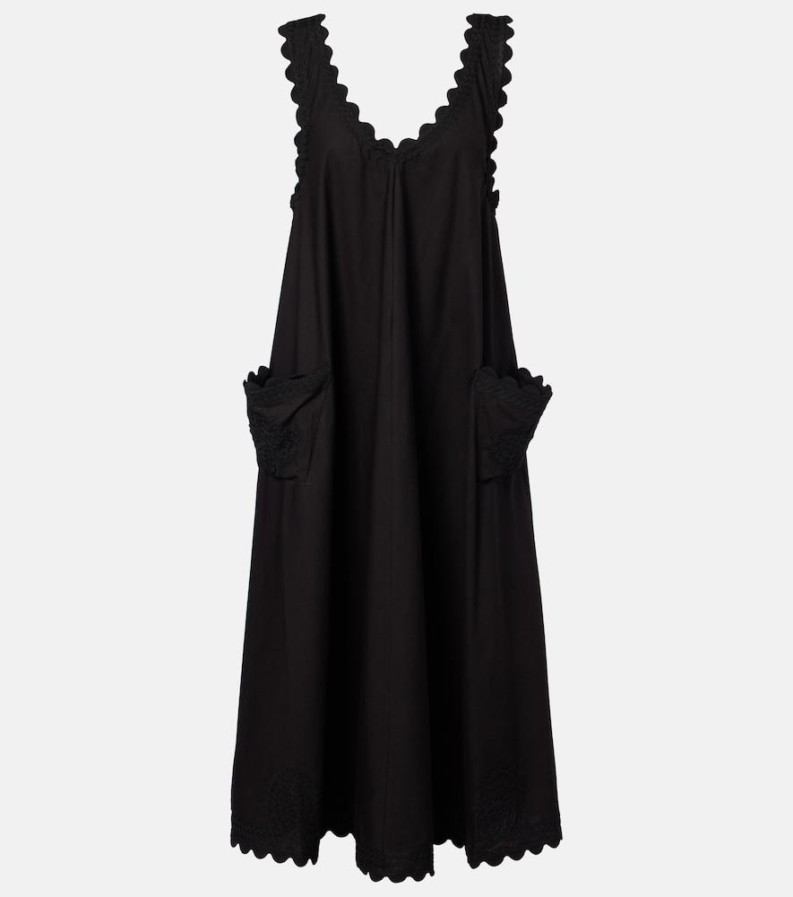 juliet dunn embroidered scalloped cotton poplin midi dress