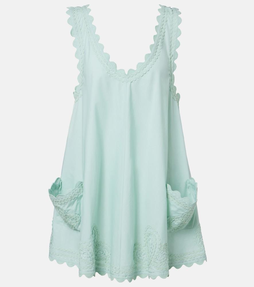 juliet dunn embroidered scalloped cotton poplin minidress