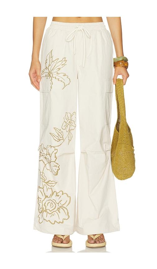 juliet johnstone cotton parachute pant in cream. - size l (also in m, s, xs)