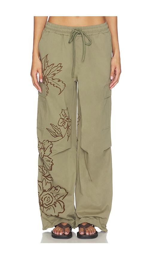 juliet johnstone cotton parachute pant in olive. - size m (also in s)