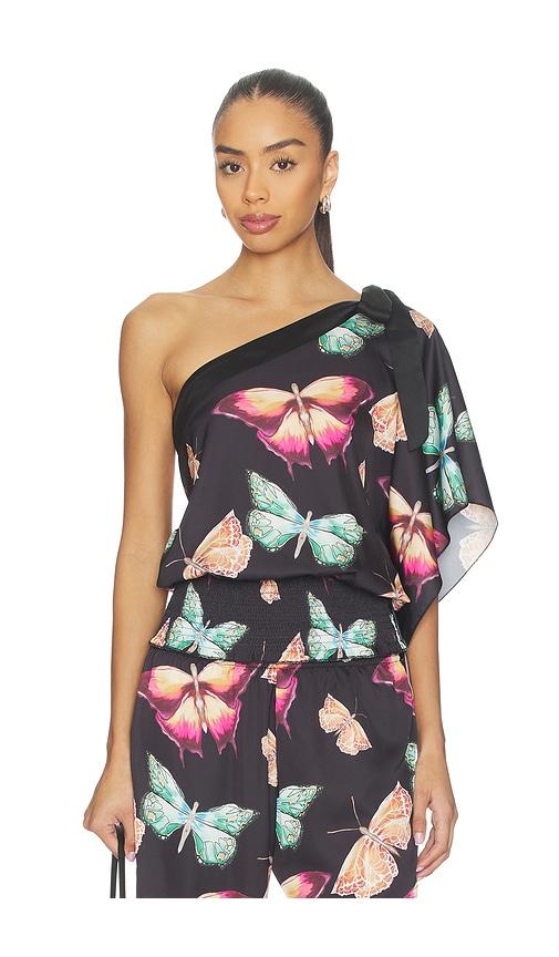 juliet johnstone mariposa one shoulder top in black. - size l (also in s, xs, m)