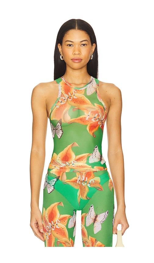 juliet johnstone mesh tank top in green. - size s (also in xs)