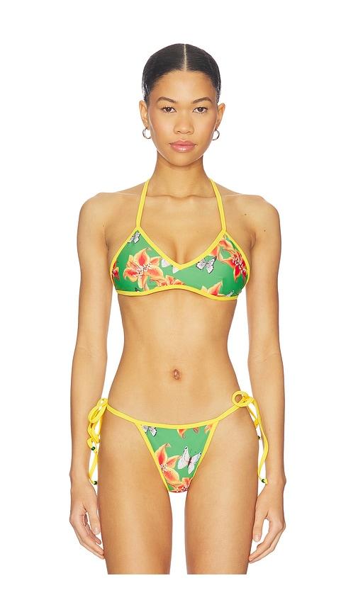 juliet johnstone painted lady bikini top in green. - size s (also in xs)