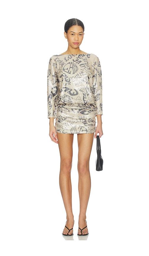 juliet johnstone sequin disco dress in tan. - size l (also in s, xs, m)