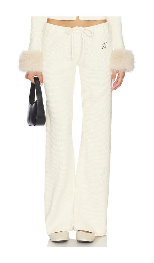 juliet johnstone waffle knit lounge pant in cream. - size m (also in s, xl/1x)