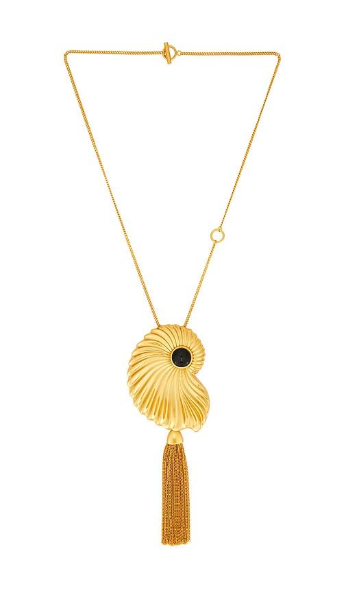 julietta aveline necklace in metallic gold.