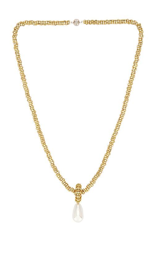 julietta pearl drop linea necklace in metallic gold.