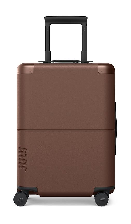 july carry on luggage in brown.
