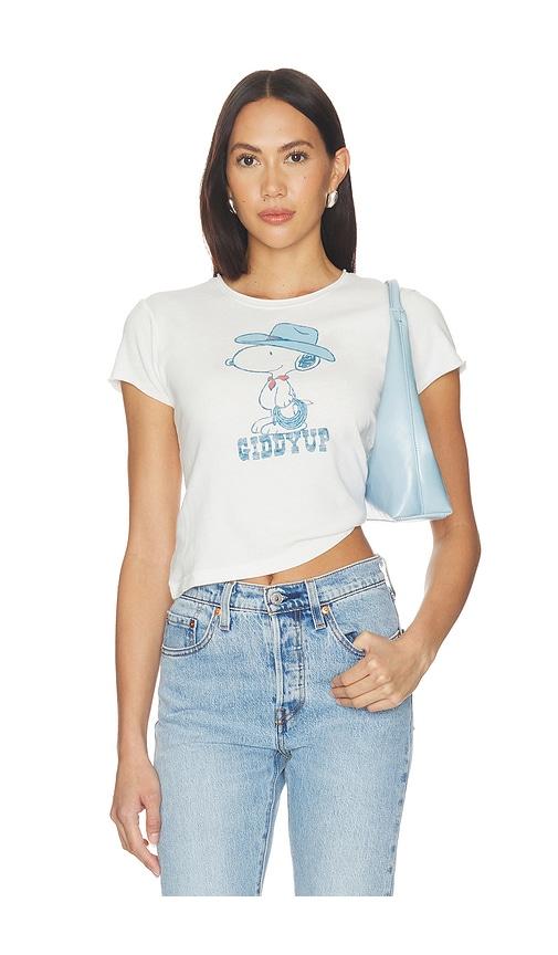 junk food giddy up snoopy tee in white. - size l (also in s)