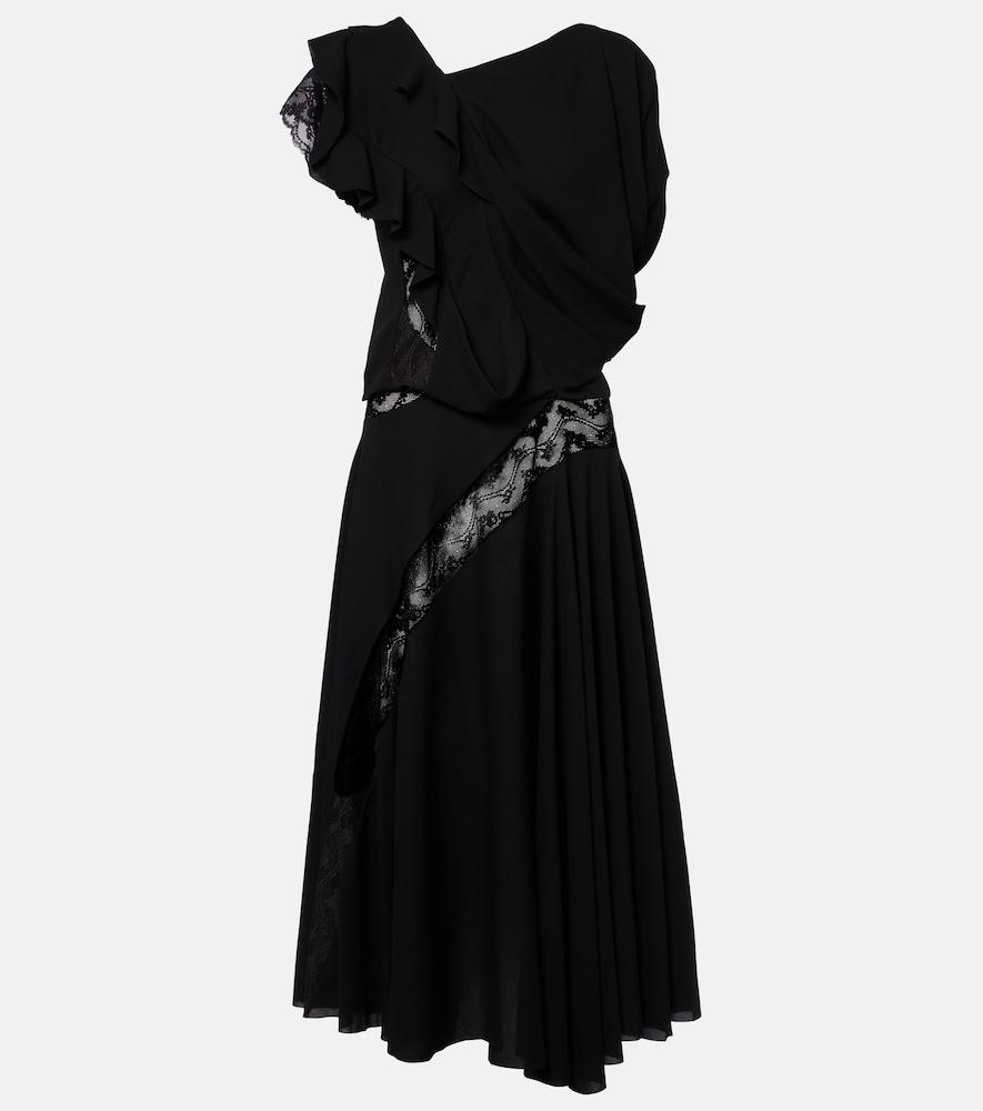 junya watanabe asymmetric lace-trimmed midi dress