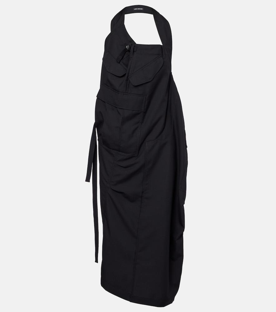 junya watanabe halterneck wool midi dress